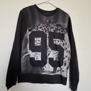 Black Crewneck Tiger Print Sweater